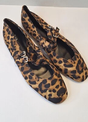 ZARA  Animal Print Ballet Flats With Buckle Womens Sz 40 Cheetah Mob Wife Casual - Image 1 of 4