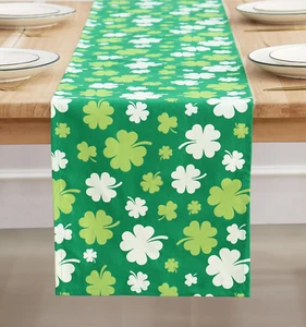 St Patricks Day Table Runner Green Clover Shamrocks, Dining Table Decoration for - Picture 1 of 12
