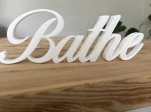 White BATHE Sign Word Letters freestanding Bathroom Ornament or Wall Decoration - Picture 1 of 14