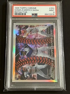 1999 TOPPS CROMO RIFRATTORE KEN GRIFFEY JR SAMMY SOSOSA GONZALEZ #454 PSA 9 POP-9 - Foto 1 di 2