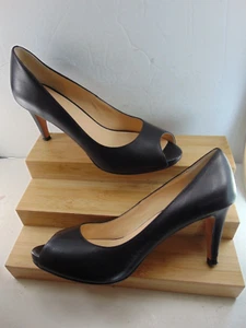 Cole Haan Black Leather Peep Toe High Heel Pump Size 8 1/2 B LOOKS GREAT! - Picture 1 of 8