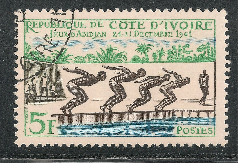 Ivory Coast #193 (A19) VF USED - 1961 5fr Swimming Race, Abidjan Games   (#2) - Image 1 of 1