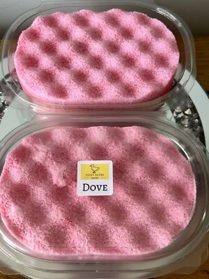 FUZZY DUCKS Soap Filled Exfoliating Sponge, Highly Scented, DOVE With Holder