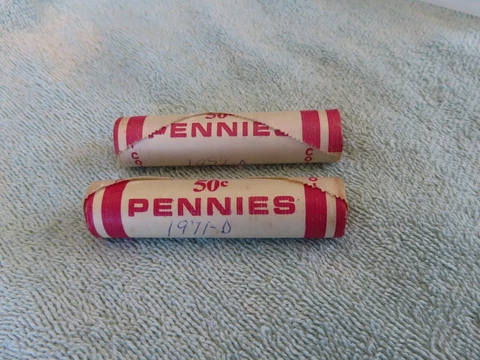 1971-D * Original Bank Wrapped * Uncirculated Lincoln Cent Roll - OBW Pennys (R) Cover