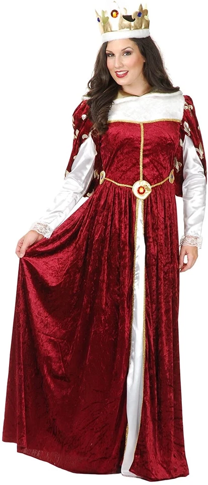 Vestido de Reina Medieval Reina Bata Elegante Disfraz Halloween Adulto Vino M Foto 1 de 1