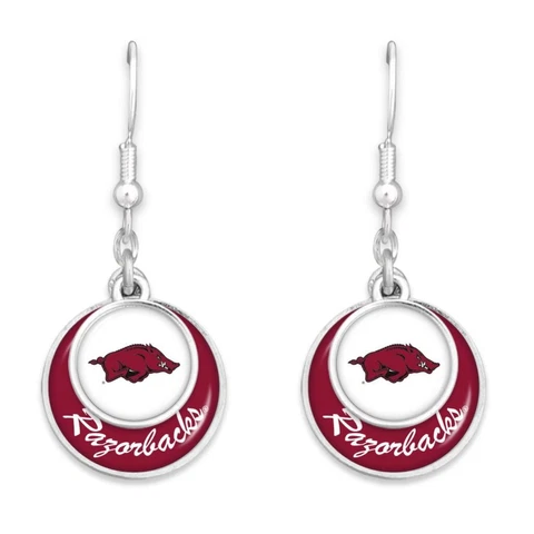 Arkansas Razorbacks Stacked Disk Earrings Jewelry Gift Licensed UA Cover