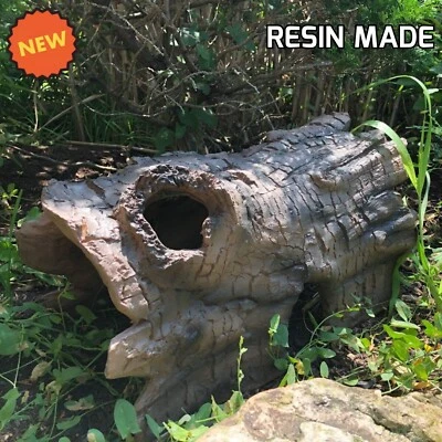 Protetor de peixe esconderijo lagoa koi realista tronco falso decoração de jardim caverna de peixes - Imagem 1 de 4