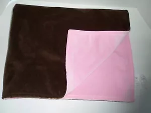 Kidsline Pink & Brown Soft Minky Plush Baby Blanket  - Picture 1 of 5