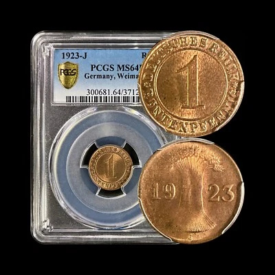 GERMANY. 1923, 1 Rentenpfennig, J - PCGS MS64 - Weimar, Hamburg Pfennig - Image 1 of 4