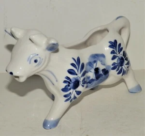 Molino de viento azul Delft vaca crema holandesa vintage 5" x 3" x 1". - Imagen 1 de 6