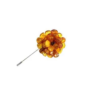 USA HANDMADE Natural Amber Brooch Valentine's Day Gift KIZIMA - Picture 1 of 2