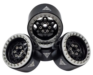 NHX RC 2,2'' Alu Beadlock Crawler Wheels Felgen - Star-Black Silver 4 Stück/Set - Bild 1 von 5