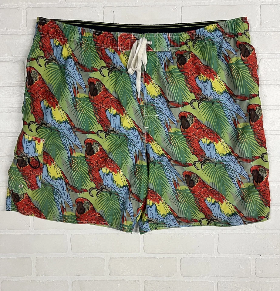 Bañador Newport azul para hombre 2XL estampado de loro bolsillos con cordón tropical  Foto 1 de 4