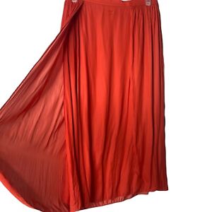 Soft Surroundings Double Split Maxi Skirt Orange Pull On Women Size Petite Large