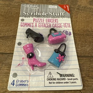 Purses & Shoes Puzzle Erasers The Write Dudes 4 Pack Fun Toys Scribble Stuff - Picture 1 of 8