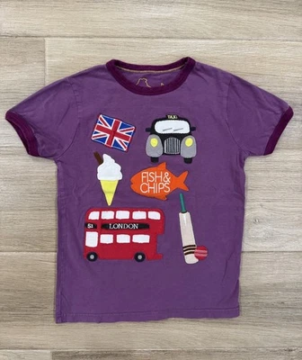 Mini Boden Girls T-Shirt Top Size 7-8Y Purple London England Graphics Europe Fun - Image 1 of 4