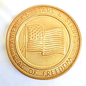 Tan Brown Stars & Stripes Flag Trivet FRANKOMA VTG Pottery Western Souvenir 1976 - Picture 1 of 6