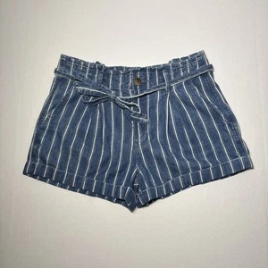 American Eagle blau Paperbag Taille binden hoch geschnitten Stretch Mom Shorts Damengröße 6 - Bild 1 von 13