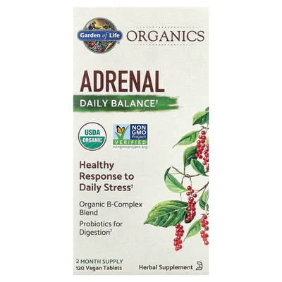 Organics, Adrenal, Daily Balance, 120 Vegan Tablets - Image 1 of 3