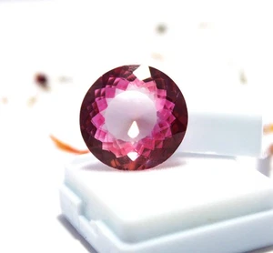 17-18 Ct Padparadscha Sapphire | Round Cut | Certified Peach Pink Loose Gem - Picture 1 of 11