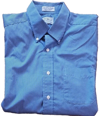 L.L. Bean Men's Shirt SZ 16-32 Blue Checkered Long Sleeve Button Down EPOC - Image 1 of 4