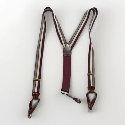 Tirantes Trafalgar Hombre Rojo Marrón Rayas Cuero Borde (Talla Única: Ajustable) Foto 1 de 4