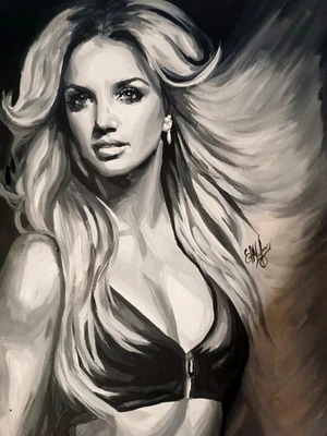 Cartel sin color retrato de Britney Spears, papel, acrílico, hecho a mano Foto 1 de 4