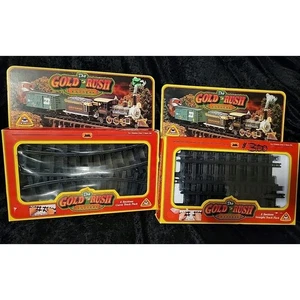 The Gold Rush Express In Box! #180 Straight (8) #280 Curved (6) NEW BRIGHT 14pcs - Bild 1 von 10
