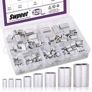 320 Pezzi Kit Assortimento Puntale Cavo Manicotto Crimpatura Alluminio 8 Misure per Wi - Foto 1 di 5