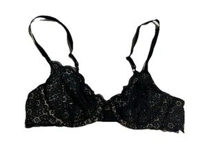 Aerie Women’s Black Push Up Unlined Lace Bra 34B Adjustable Straps underwire EUC - Picture 1 of 9