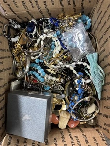 Vintage/new/used Jewelry Lot 13 Plus lbs Necklace Brooches Earrings UNTESTED - Picture 1 of 5