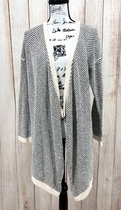 Eileen Fisher Cascading Cardigan Medium Natural Black Organic Cotton NWT - Picture 1 of 7