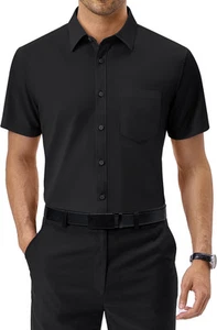 Mens Dress Shirts Regular Fit Stretch Wrinkle-Resistant Button Down Shirts - Picture 1 of 45