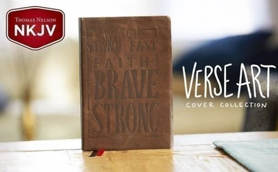 NKJV, Genuine Leather Giant Print Center-Column Reference Bible, Verse Art NEW! - Image 1 of 4