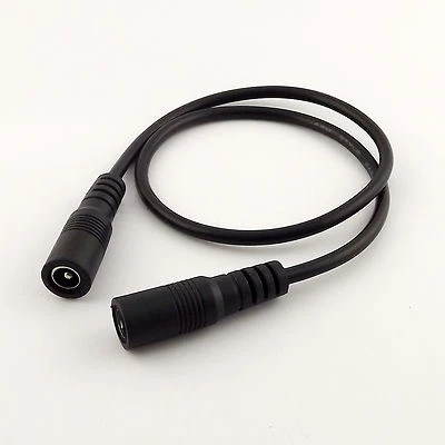 5.5 x 2.1mm Female Socket To Female CCTV DC Power Supply Adapter Cable 2ft 18AWG - Image 1 of 4