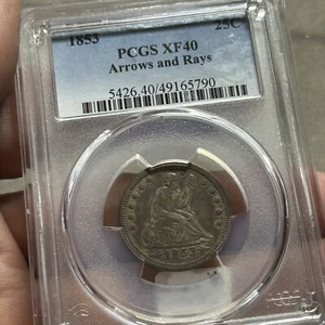 1853 Seated Liberty Quarter with Arrows and Rays PCGS XF 40 - Picture 1 of 2