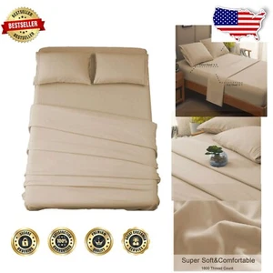 Luxury 1800 Thread Count Taupe Microfiber Bed Sheet Set - Full Size, 4 Pieces - Picture 1 of 10