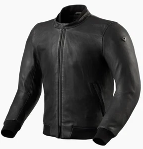 GIACCA JACKET MOTO REV'IT REVIT TRAVON PELLE LEATHER BOMBER NERO BLACK TG 48 - Picture 1 of 2