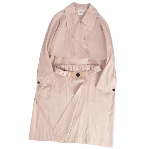 HERMÈS HERMES Cappotto lungo in seta con cintura beige 34(S) donna