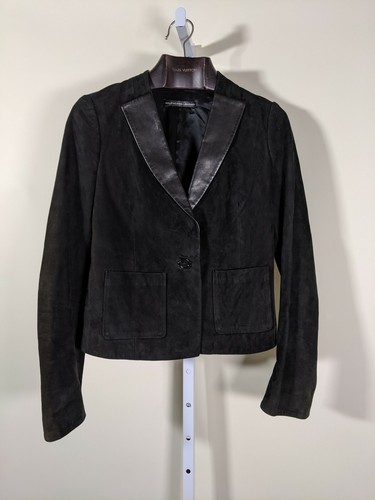 Blazer Balenciaga 2011 Nicolas Ghesquiere Nero Pelle Scamosciato Babbro 40