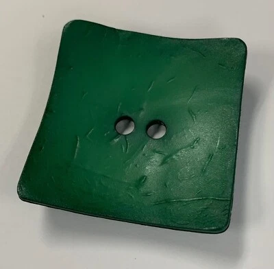 Large Emerald Green Square Plastic Button - 60mm / 2 1/4" - Dill Buttons Brand - Image 1 of 3