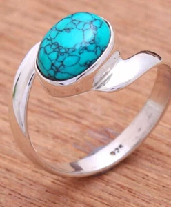 Natural Turquoise Gemstone 925 Sterling Silver Handmade Ring For Birthday Gift'' - Picture 1 of 6