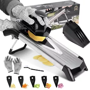 5-in1 Adjustable Mandolin Slicer V-Blade Mandoline Food Slicers Vegetable Cutter - Picture 1 of 12