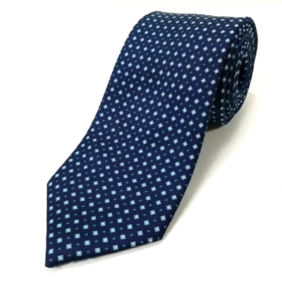 Corbata de seda foulard geométrico azul verde lavandería inglesa de lujo 58" x 3" Foto 1 de 4
