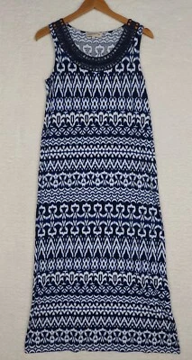 Jones NY Sport Midi Dress Womens Small ALine Sleeveless Crochet Neckline Casual - Image 1 of 4