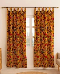 INDIAN VINTAGE COTTON VELVET CURTAIN DRAPE WINDOW DECOR HEAVY DOOR CURTAIN - Picture 1 of 4