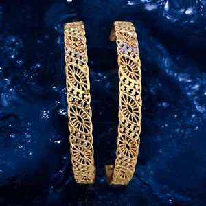 Indian Bollywood Gold Played Over Stanless Steel Bracelet Bangle - Picture 1 of 4