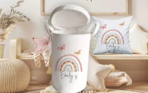Tubo de almacenamiento personalizado, cesta de juguetes con estampado de arco iris, artículo de guardería, bolsa para niños - Imagen 1 de 2