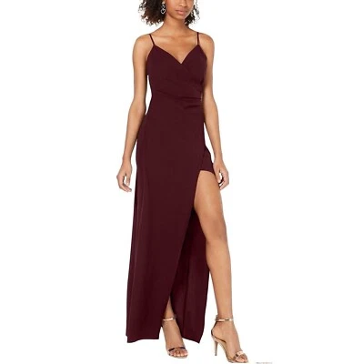 Emerald Sundae Junior XS Wine Red Strappy V Neck Long Gown Dress NWT BD56 - Image 1 of 4