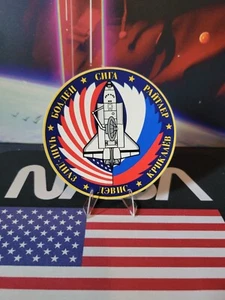 NASA-Space Shuttle Program-STS-60- Mission Patch Sticker- In Russian - Picture 1 of 2